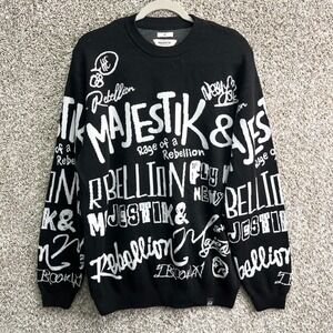 Majestik Sweater Men's XL Black Graffiti Rage of a Rebellion Crewneck Pullover